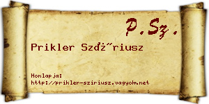 Prikler Szíriusz névjegykártya